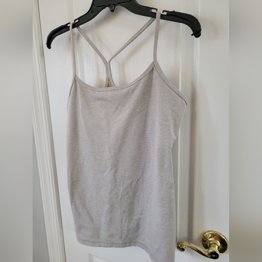 Lululemon Power Y Fitted Tank Top Light Grey Luon Size 12 - Picture 2 of 7